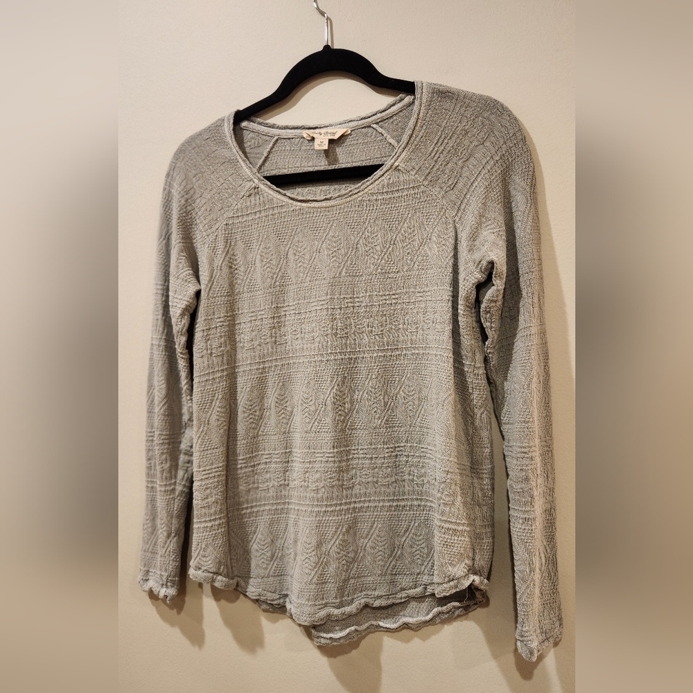 Lucky Brand Gray Fair Isle Long Sleeve Thermal Sweater